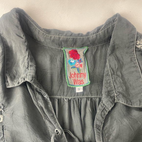 Johnny Was Bohemian Cupra Rayon Gray embroidered Long Sleeve dress Size S - Picture 3 of 12